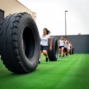 Close-up of shock-absorbing rubber gym flooring UAE with anti-slip texture