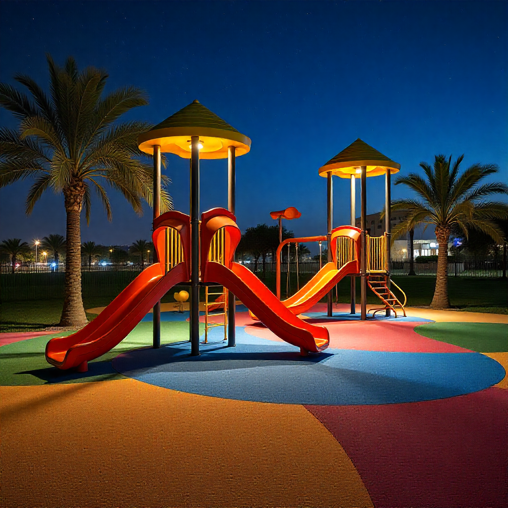 Soft rubber flooring in UAE playground Soft rubber flooring in UAE playground for children with special needs