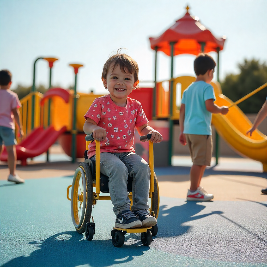 Inclusive playground flooring UAE with wheelchair-accessible play area
