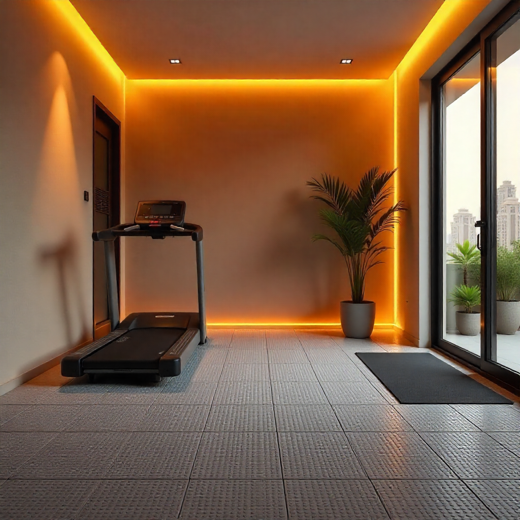 Eco-friendly rubber gym flooring made from recycled materials in UAE