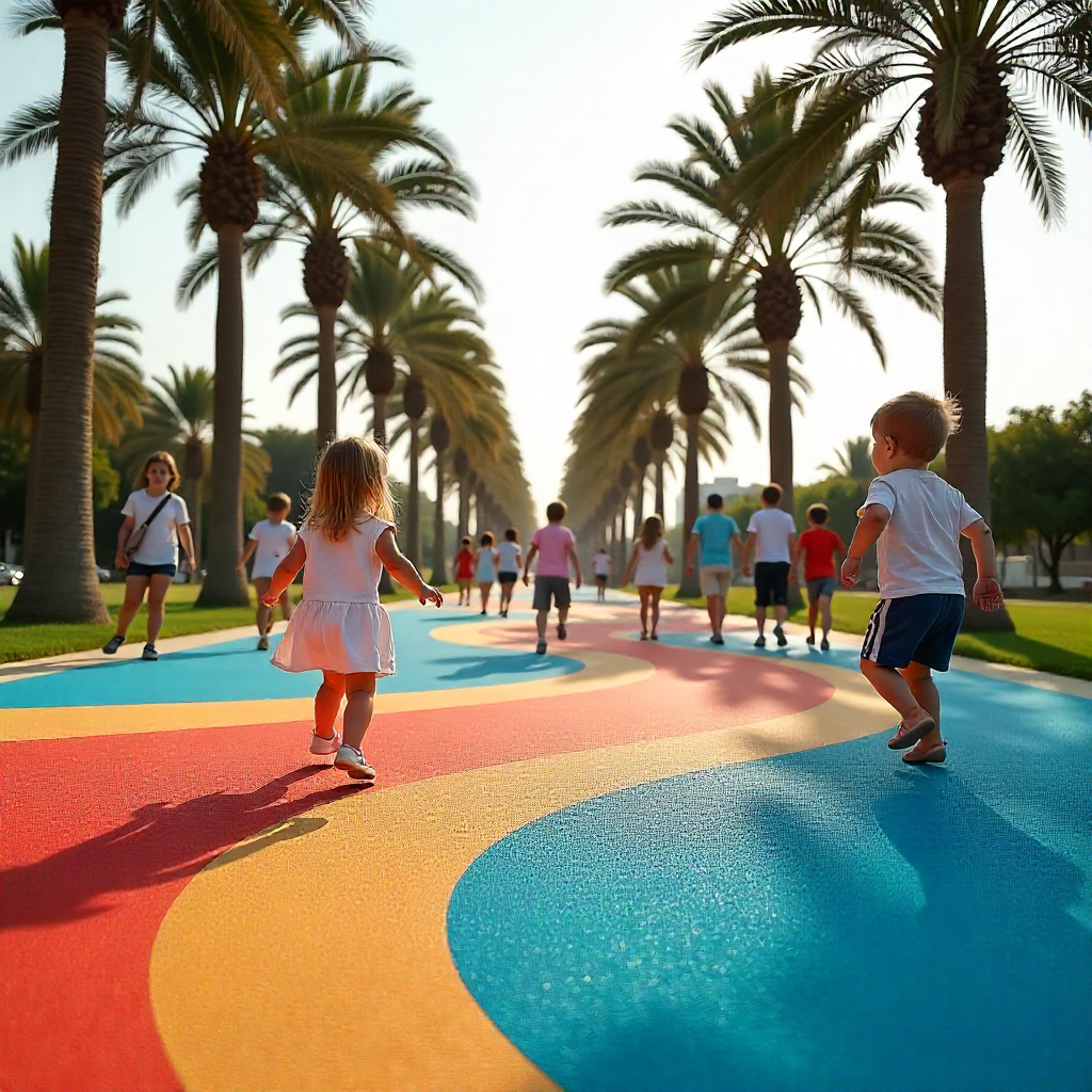 Children playing on rubber playground flooring UAE