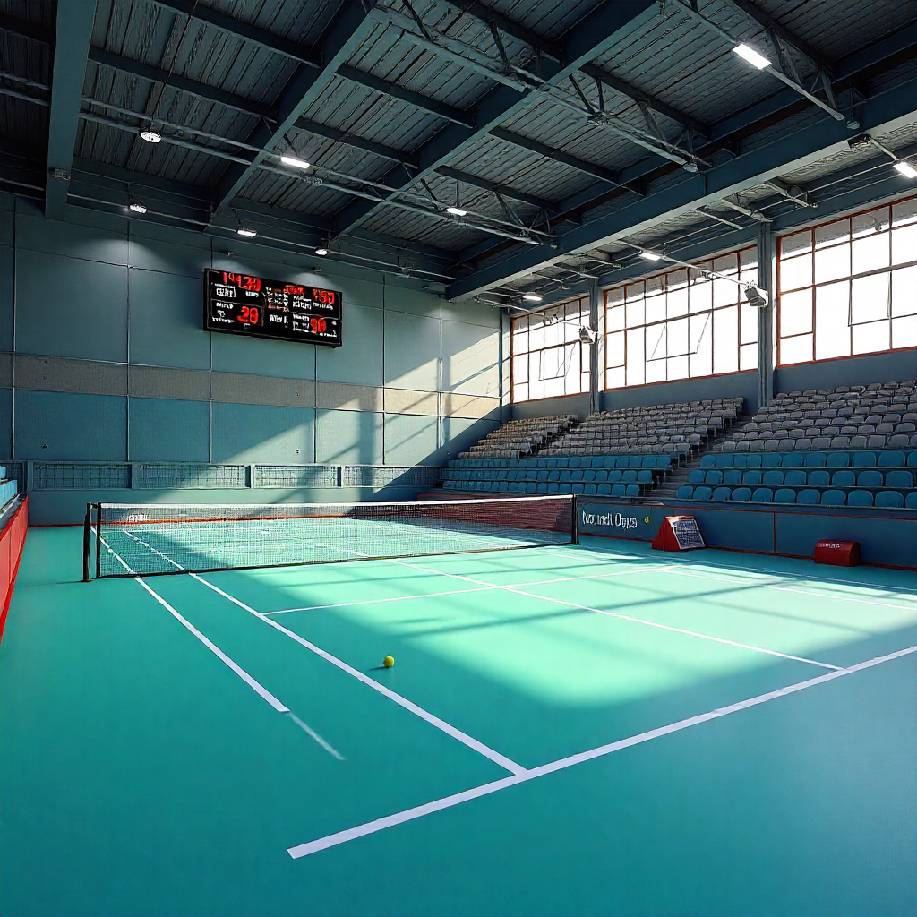 Synthetic Badminton Court UAE with high-grip PVC sports flooring for professional play.