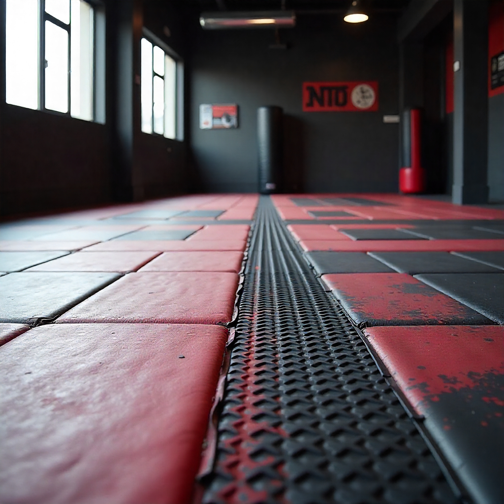 Tatami-style EVA foam flooring Tatami-style EVA foam flooring for grappling and jiu-jitsu in UAE MMA gyms.
