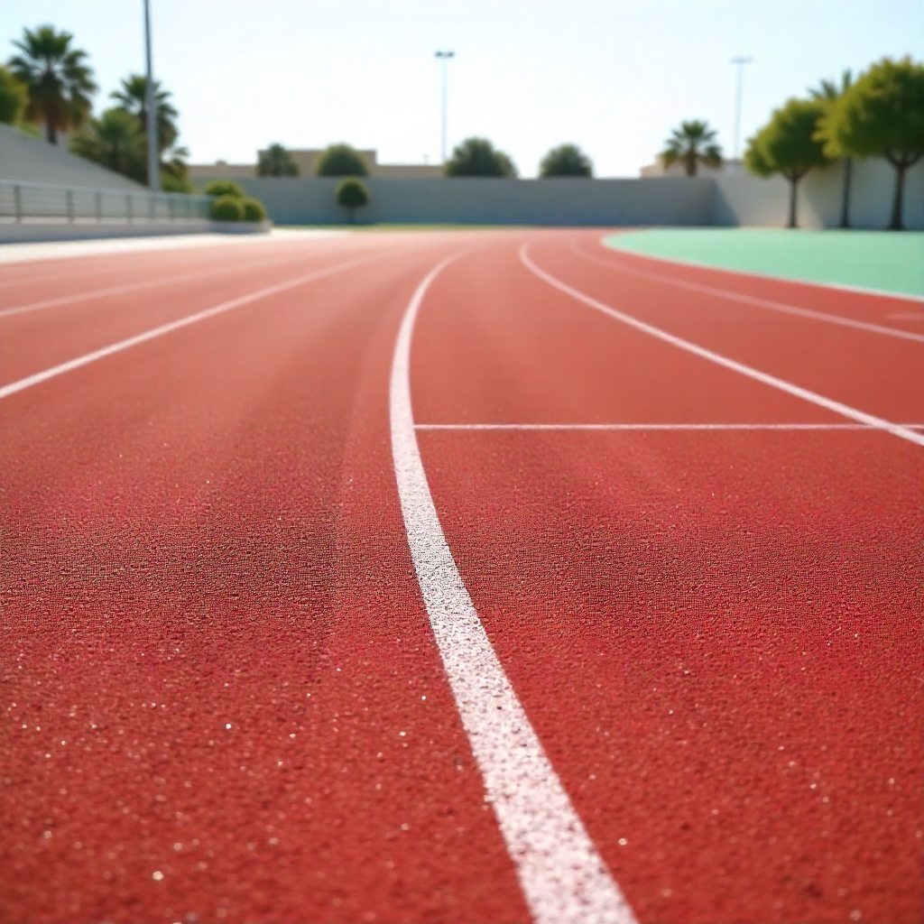 Outdoor running track flooring UAE with heat-resistant and UV-stable coating.
