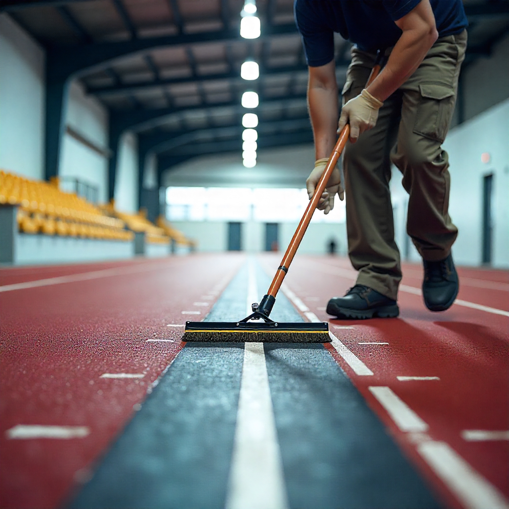Maintenance of Running Track Flooring UAE with professional cleaning and surface rejuvenation for better athlete performance.