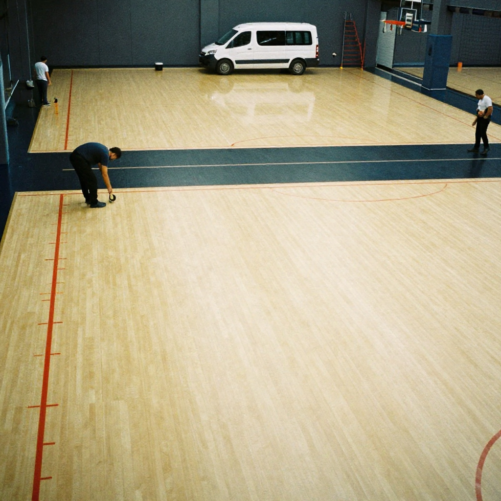 Affordable flooring contractors installing sports flooring in Dubai
