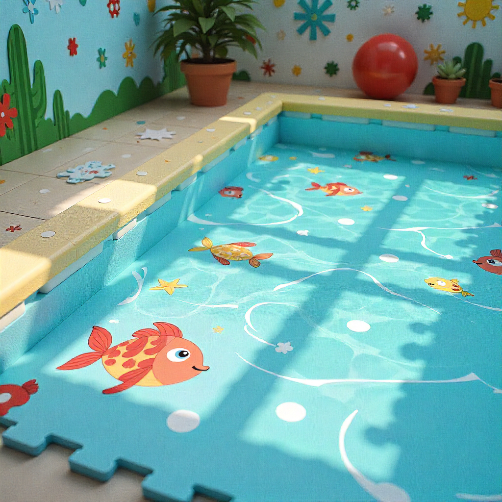 Kids pool flooring Dubai with non-slip rubber surface for safe water play