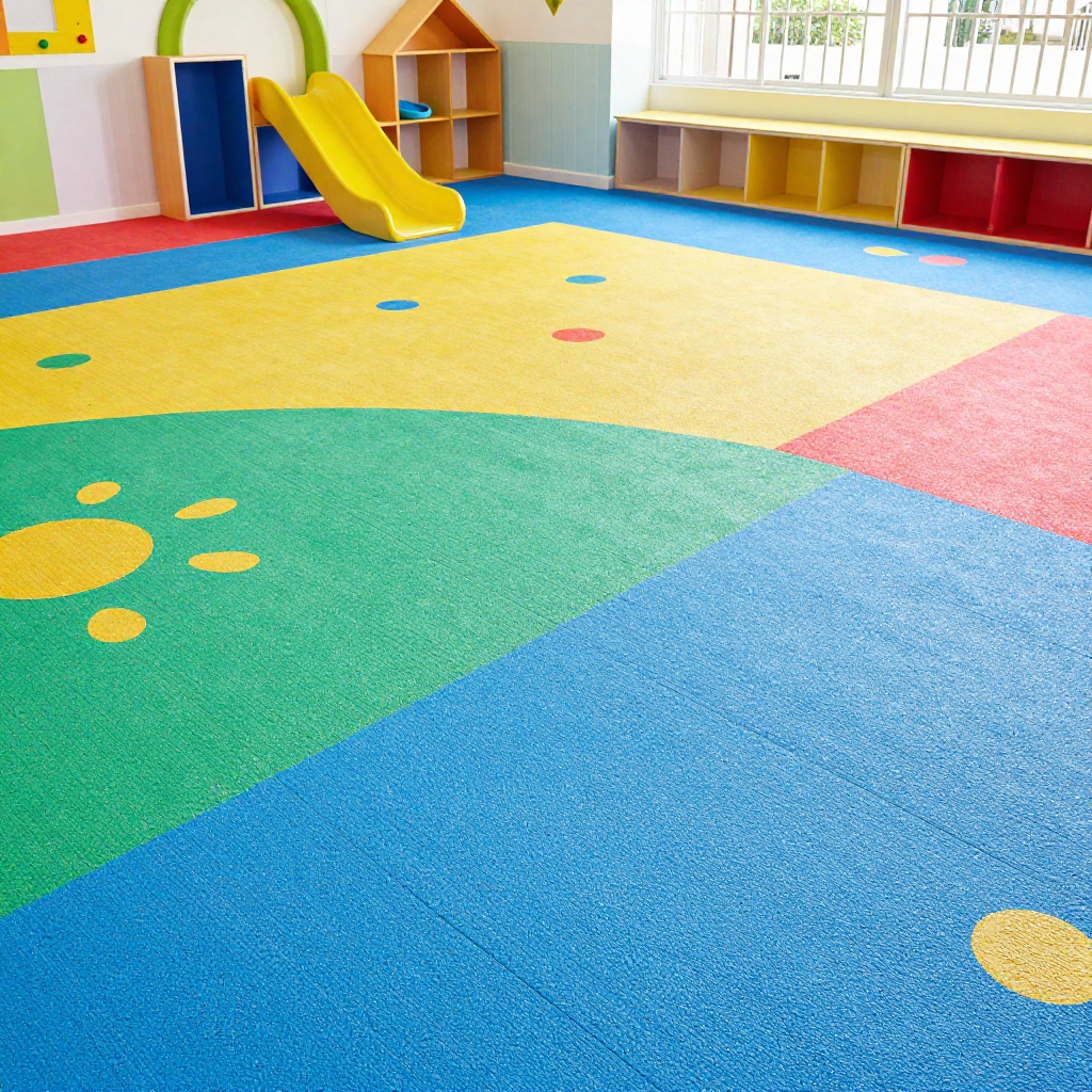 KG play area flooring UAE with colorful rubber surface