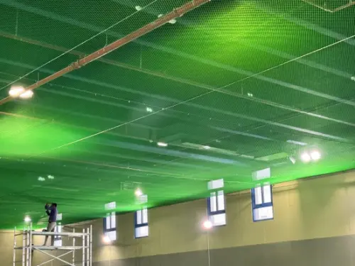 Indoor ceiling net play area with overhead safety nets for children in Dubai