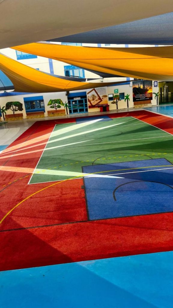 School playground with synthetic sports turf surface in Dubai