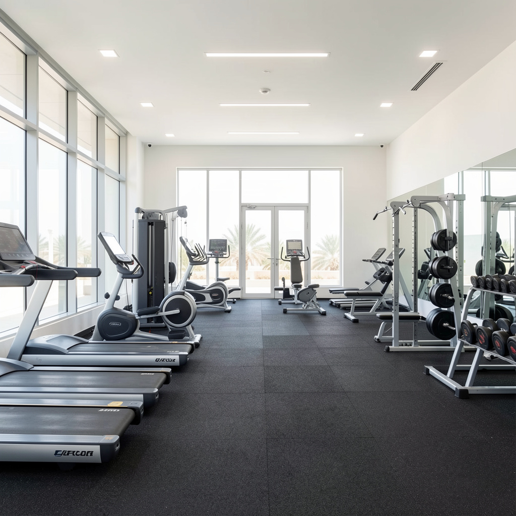 Indoor gym with sports carpet flooring UAE