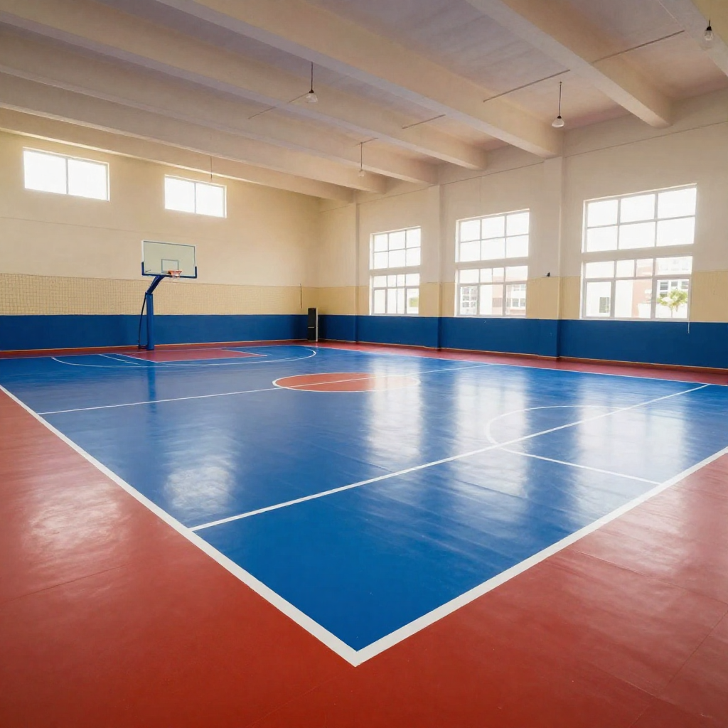 School basketball court in Dubai with acrylic flooring surface