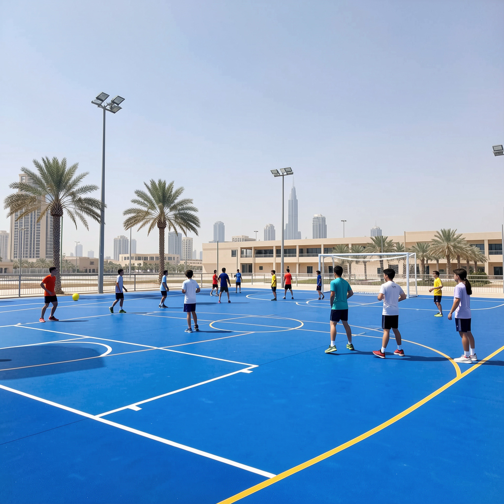 Acrylic flooring for schools Dubai with safe outdoor sports surface