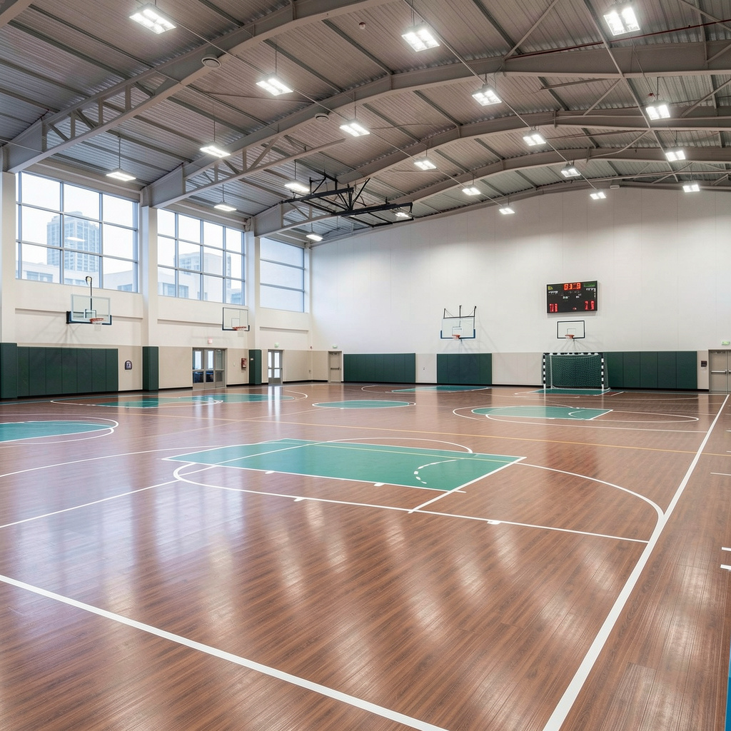 School multipurpose hall with WPC sports flooring Dubai