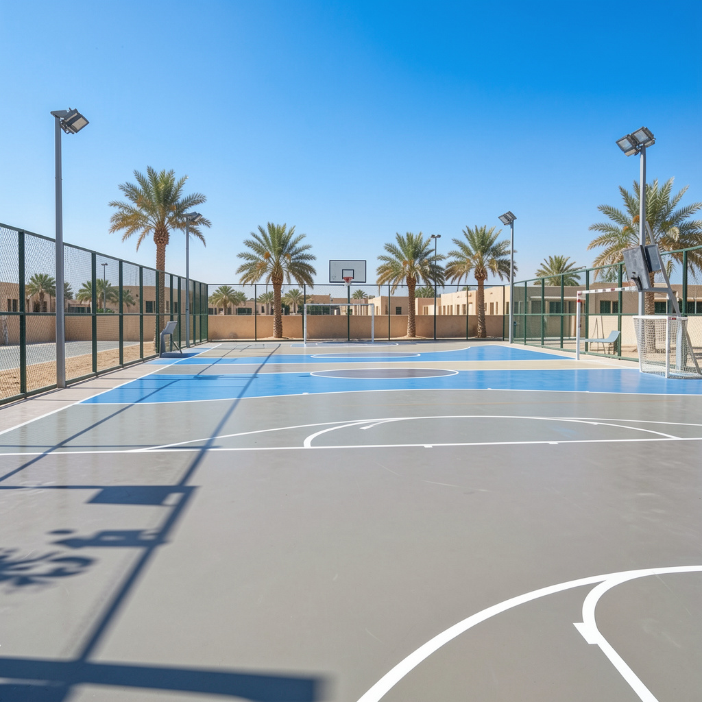 outdoor sports flooring UAE climate conditions heat resistance