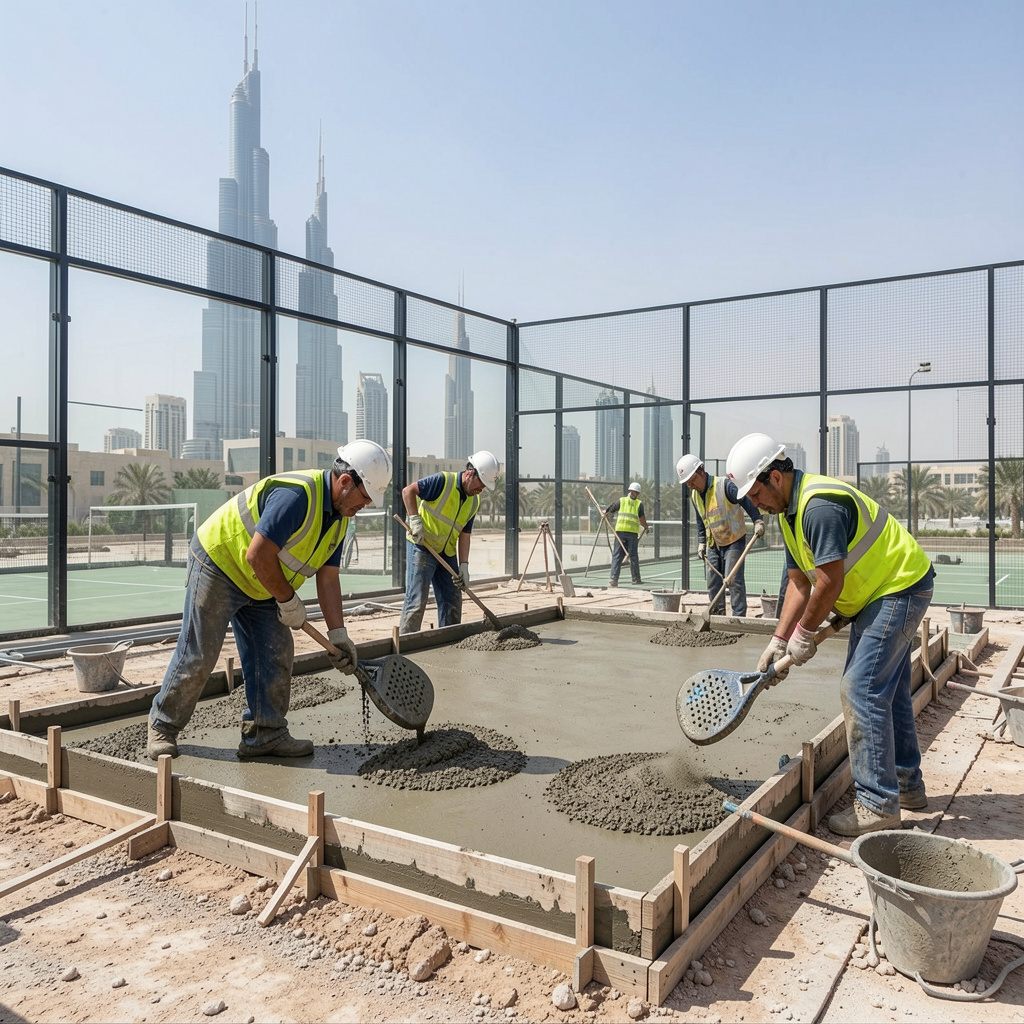 padel court foundation construction Dubai