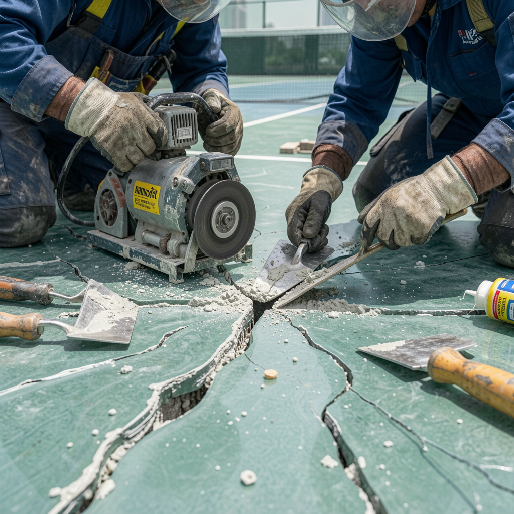 tennis court crack repair Dubai