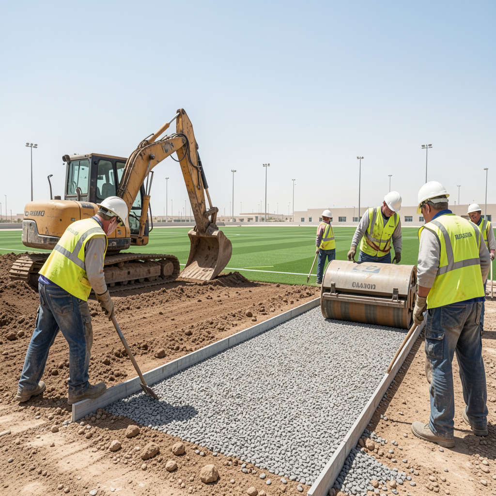artificial sports turf ground preparation UAE