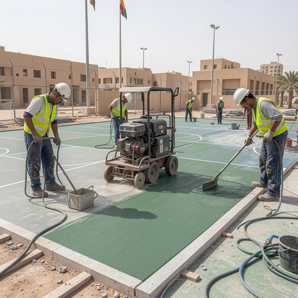 sports court surface preparation UAE
