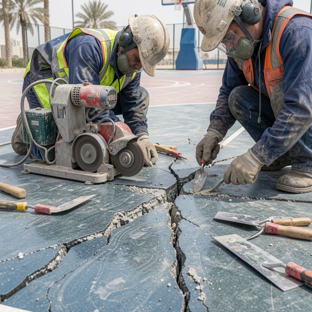 basketball court crack repair Abu Dhabi