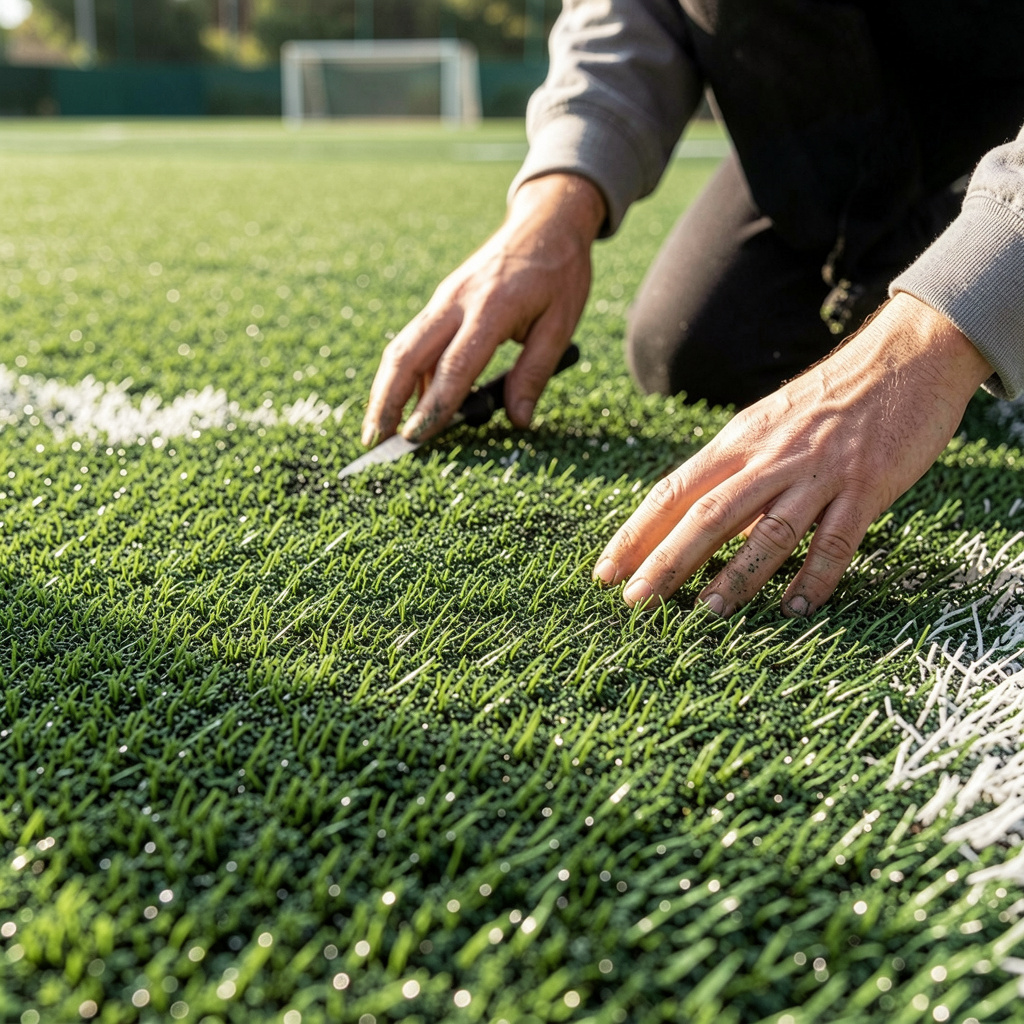 Professional brushing of artificial sports turf in UAE