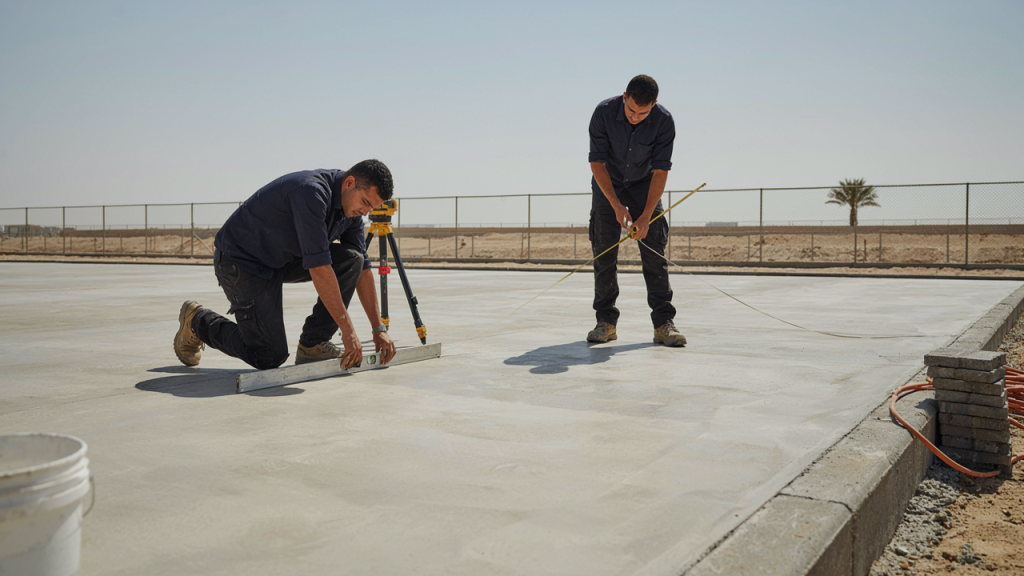 Base preparation before EPDM sports flooring installation