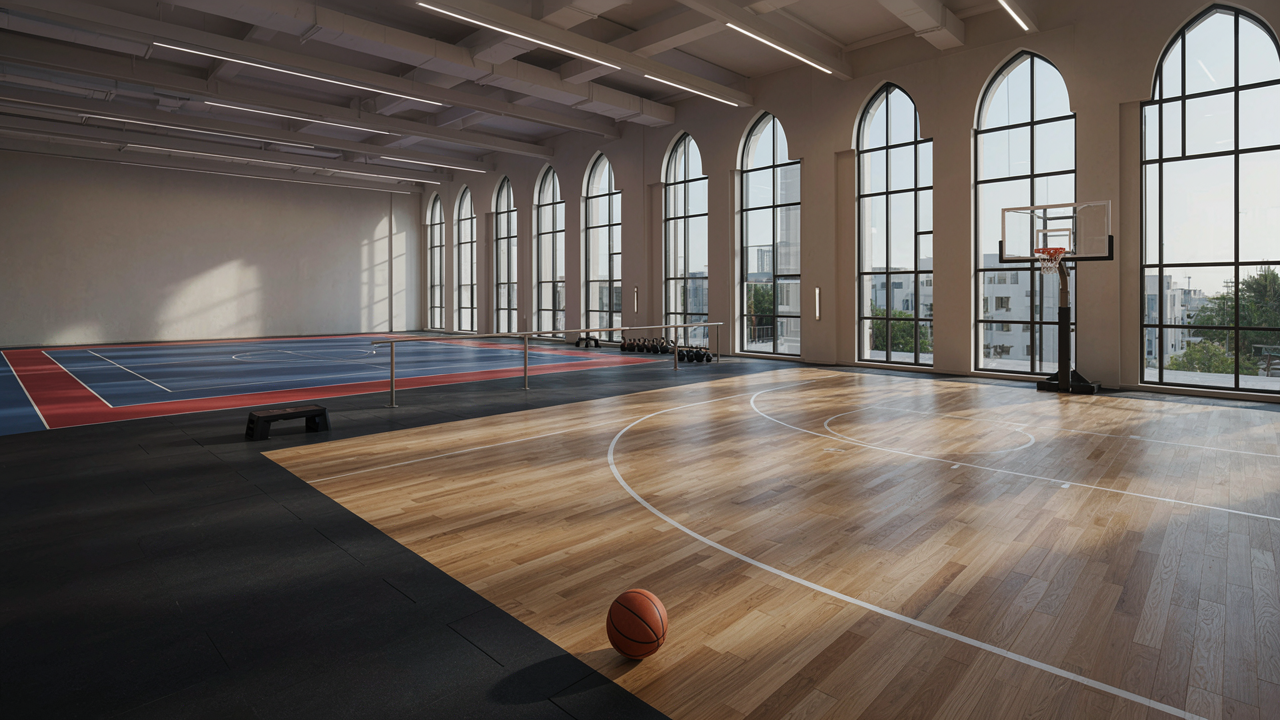 Modern UAE sports facility showing different sports flooring applications