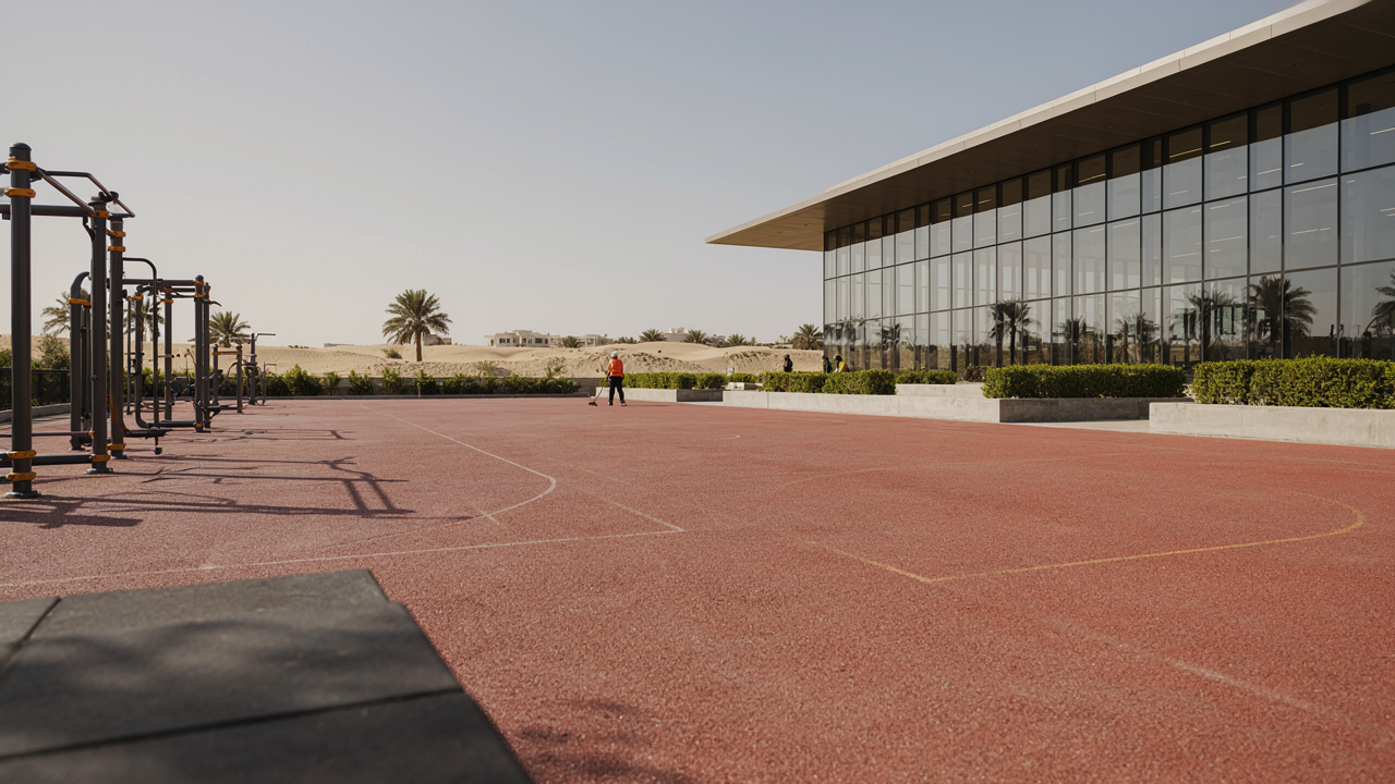 Modern outdoor sports facility with EPDM rubber flooring in the UAE