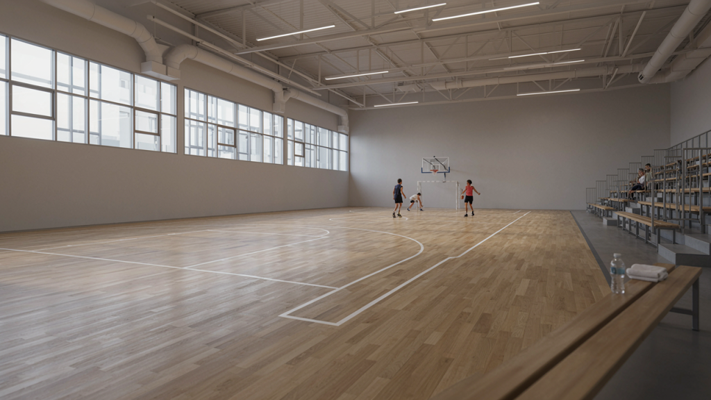 Modern school sports flooring in a UAE indoor sports facility