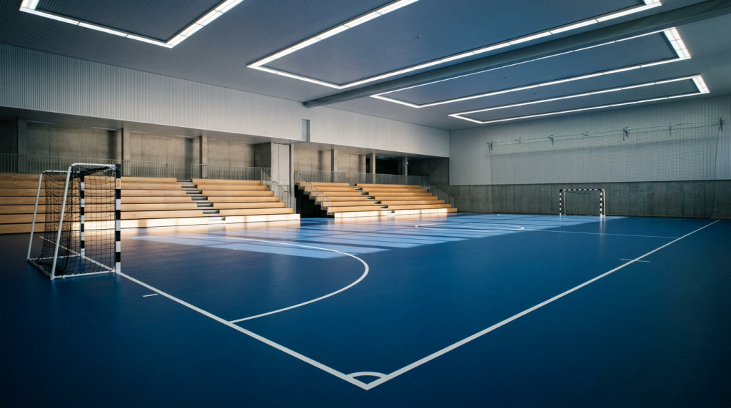 Futsal court flooring and markings for a sports facility